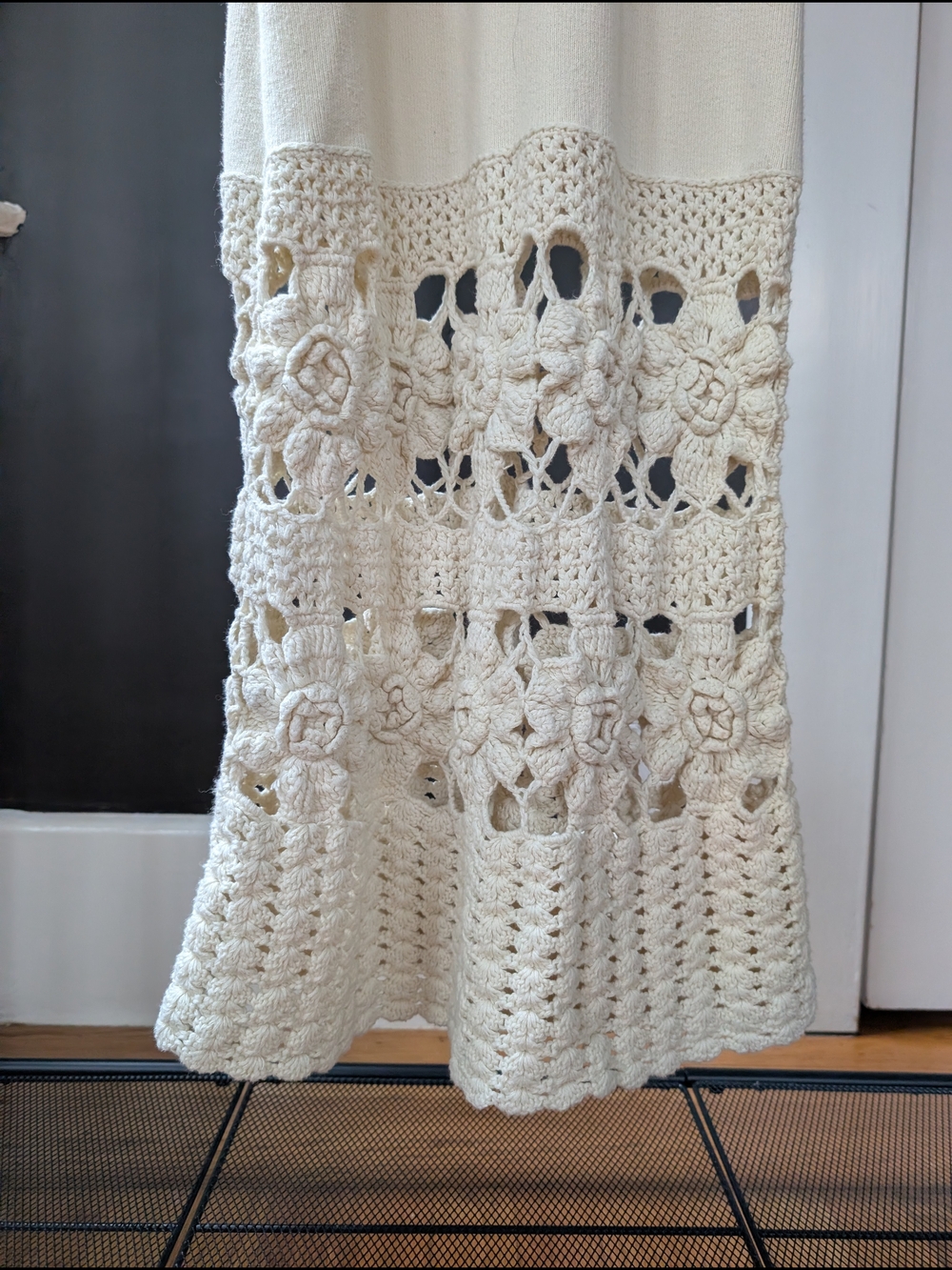 Tularosa Cream Crochet Midi Dress